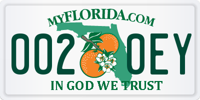 FL license plate 0020EY