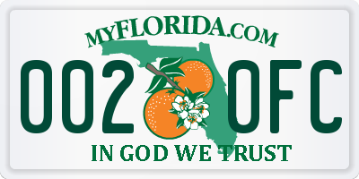 FL license plate 0020FC
