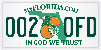 FL license plate 0020FD