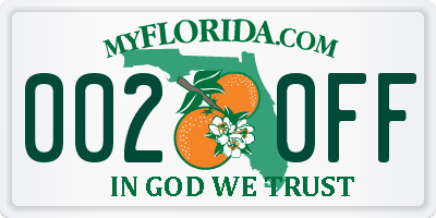 FL license plate 0020FF