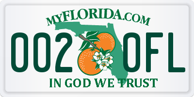 FL license plate 0020FL