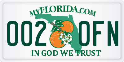 FL license plate 0020FN