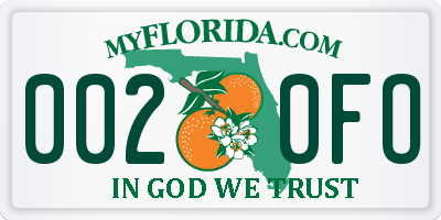 FL license plate 0020FO