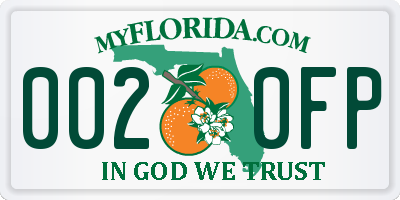 FL license plate 0020FP
