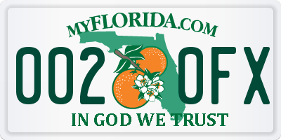 FL license plate 0020FX