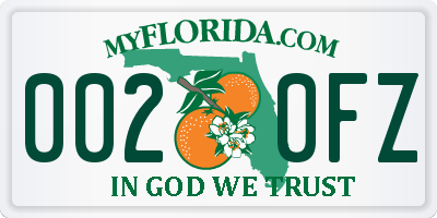 FL license plate 0020FZ