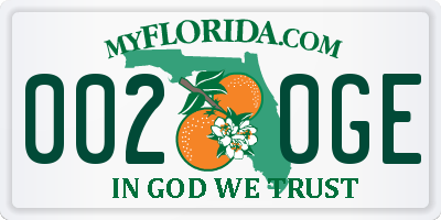 FL license plate 0020GE