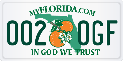 FL license plate 0020GF