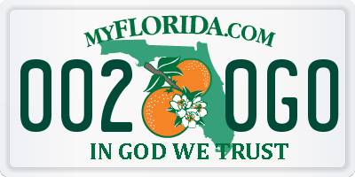 FL license plate 0020GO