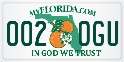FL license plate 0020GU