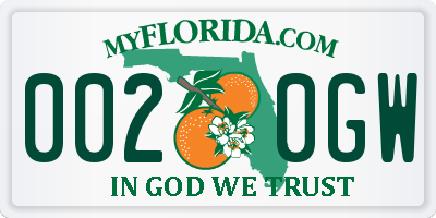 FL license plate 0020GW