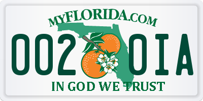 FL license plate 0020IA