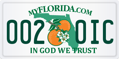 FL license plate 0020IC