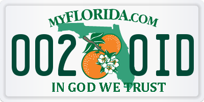 FL license plate 0020ID