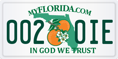 FL license plate 0020IE