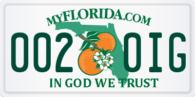 FL license plate 0020IG