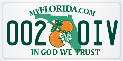 FL license plate 0020IV