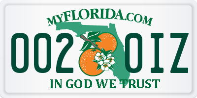 FL license plate 0020IZ