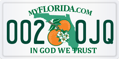 FL license plate 0020JQ