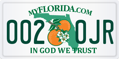 FL license plate 0020JR