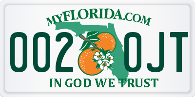 FL license plate 0020JT