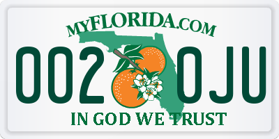 FL license plate 0020JU