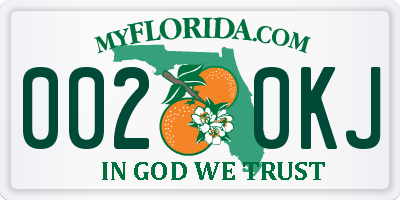FL license plate 0020KJ