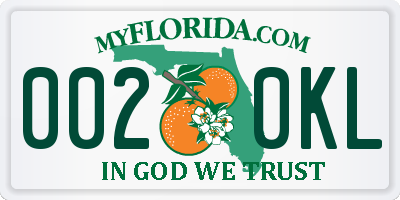 FL license plate 0020KL