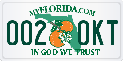 FL license plate 0020KT