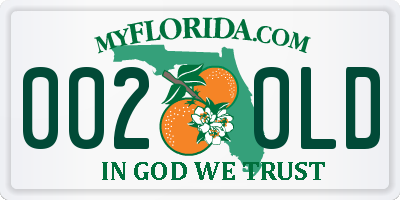 FL license plate 0020LD