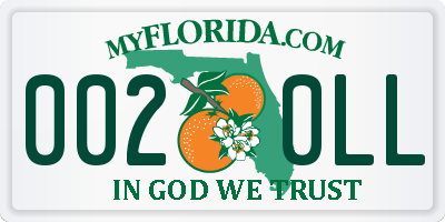 FL license plate 0020LL