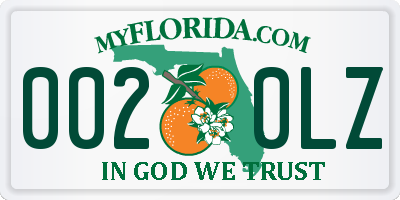 FL license plate 0020LZ