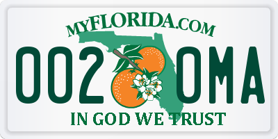 FL license plate 0020MA