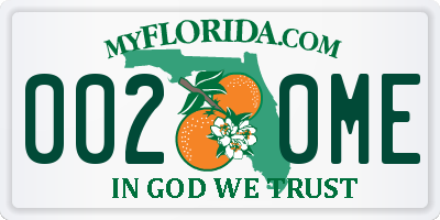 FL license plate 0020ME