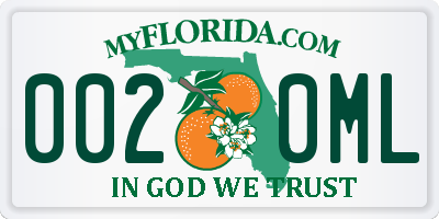 FL license plate 0020ML