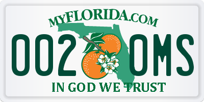 FL license plate 0020MS