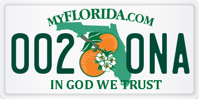 FL license plate 0020NA