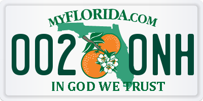FL license plate 0020NH