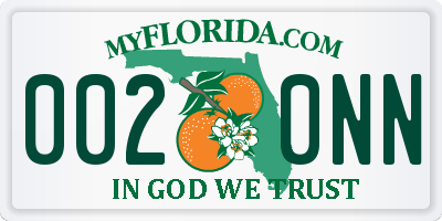 FL license plate 0020NN