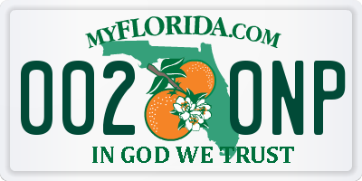 FL license plate 0020NP