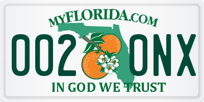 FL license plate 0020NX