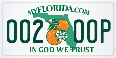 FL license plate 0020OP