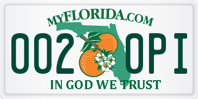 FL license plate 0020PI