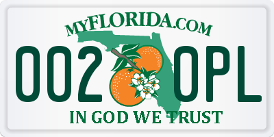 FL license plate 0020PL