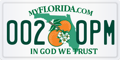 FL license plate 0020PM