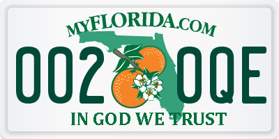 FL license plate 0020QE