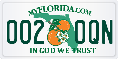 FL license plate 0020QN