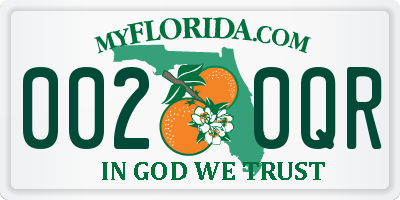 FL license plate 0020QR