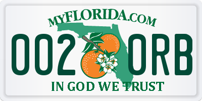 FL license plate 0020RB