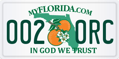 FL license plate 0020RC